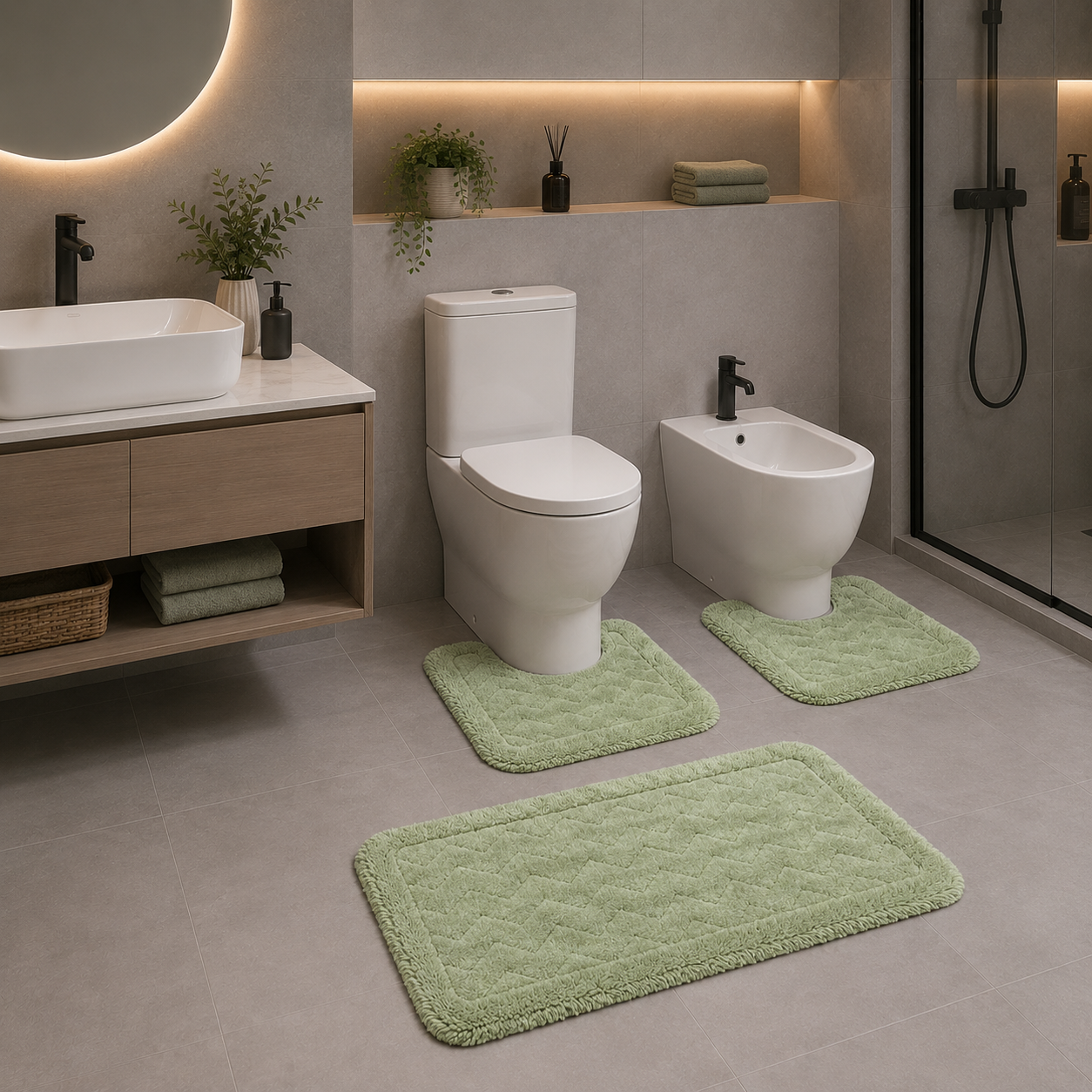 Bath Mat Saniplast Marra Uni Set of 3 Pcs