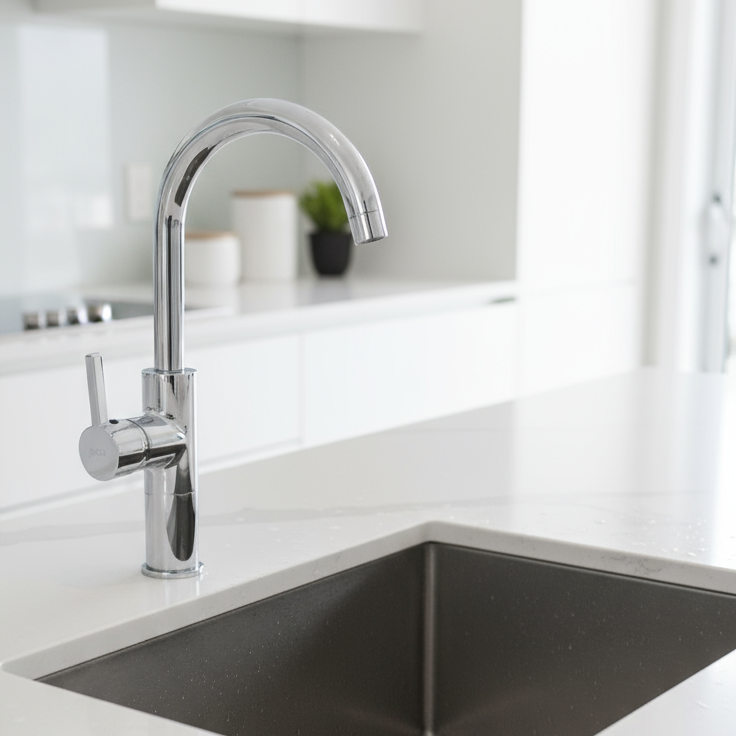 Professional faucet on sink display