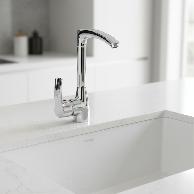 Professional faucet on sink display
