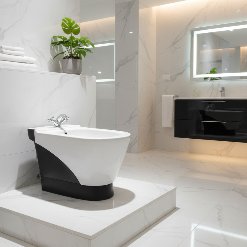 Professional bathroom display with bidet