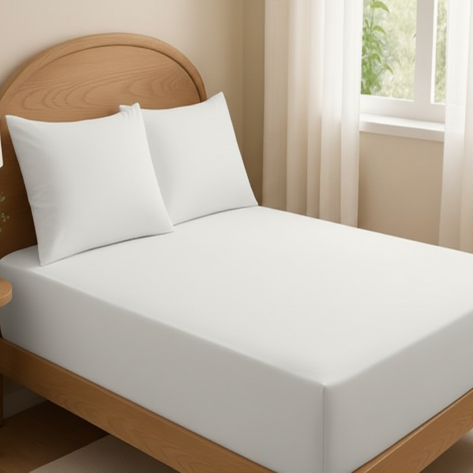 Extra white fitted bed sheet with 2 pillow covers