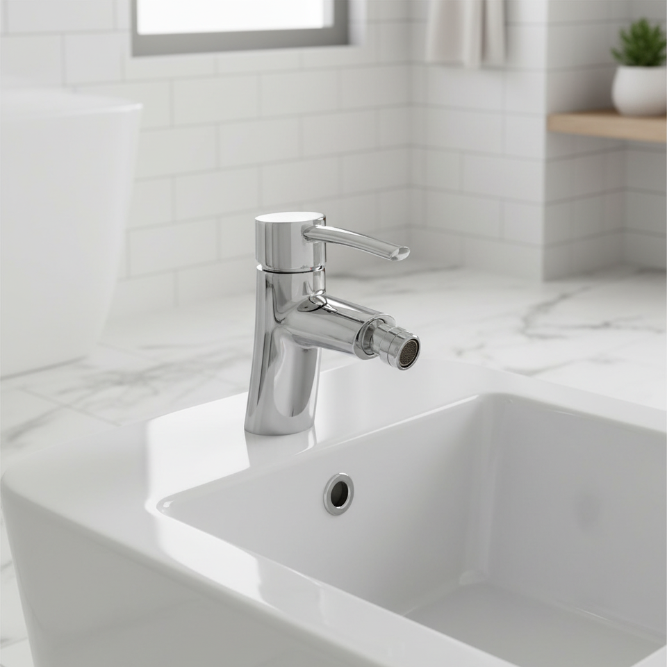 Modern chrome bidet faucet lifestyle image