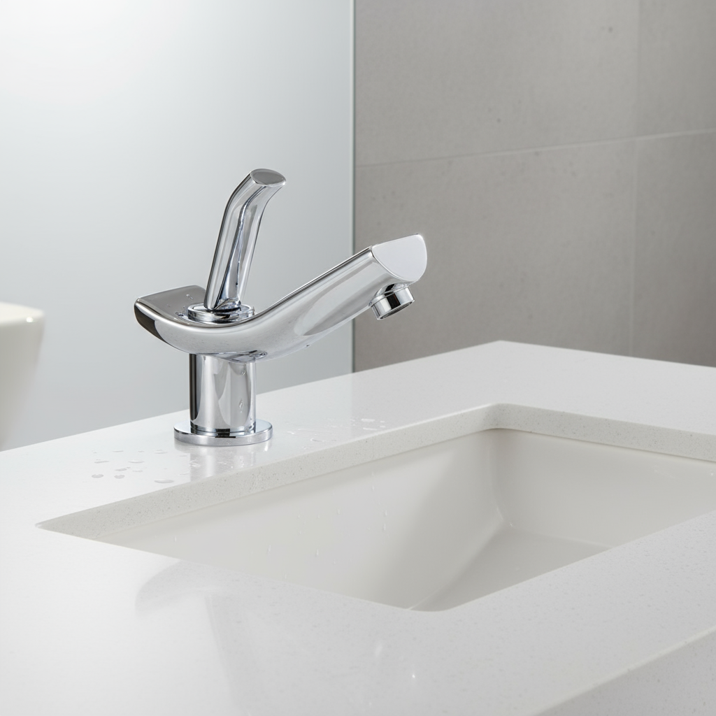 Professional bathroom faucet on basin display