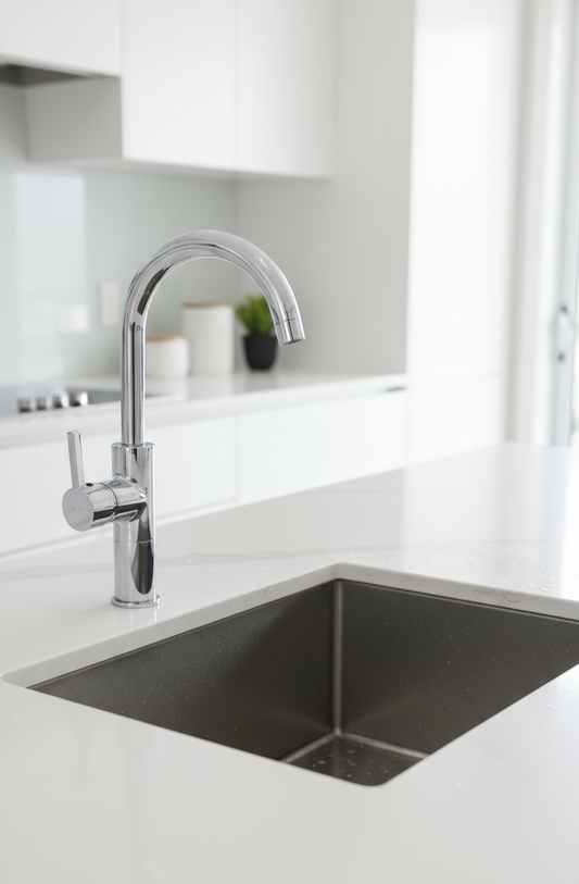 Professional faucet on sink display
