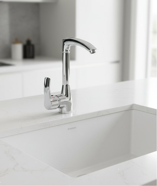 Professional faucet on sink display