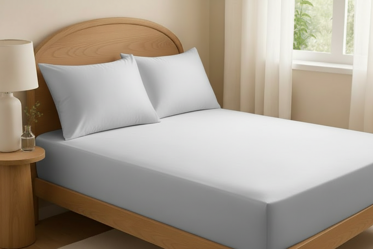 Silver fitted bed sheet with 2 pillow covers
