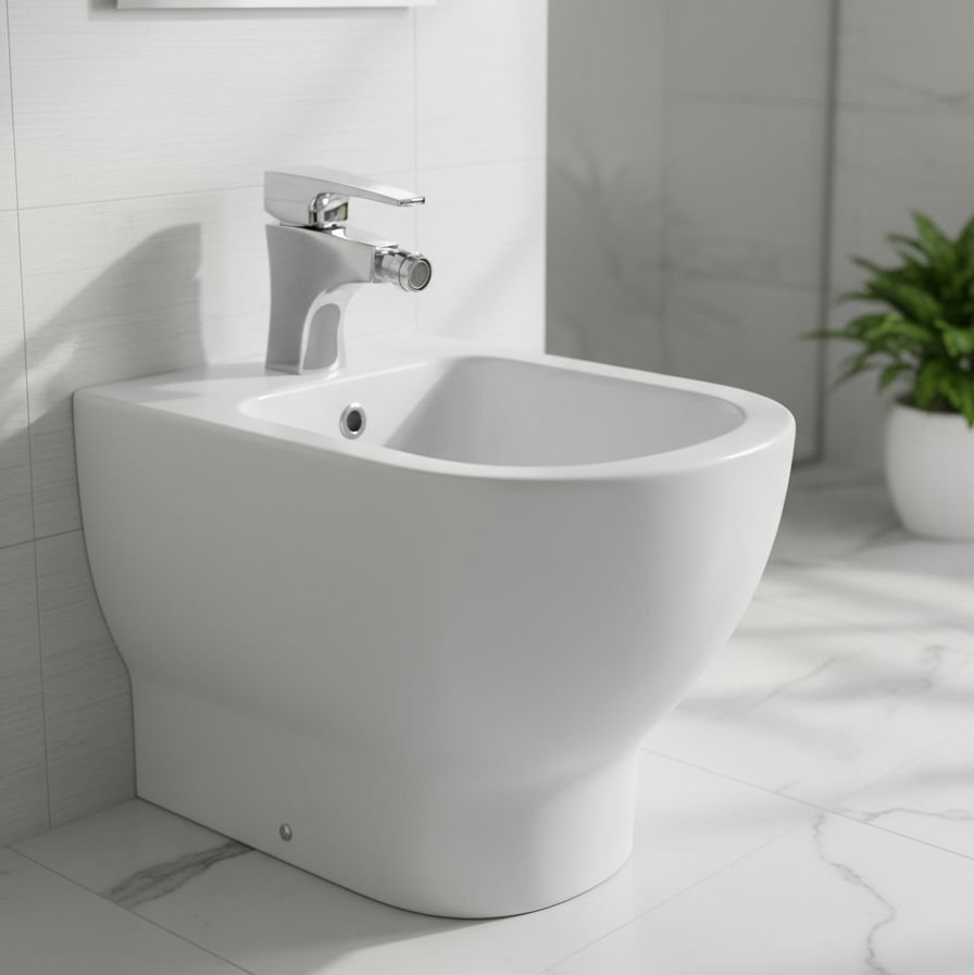 Sleek angular bidet faucet lifestyle image