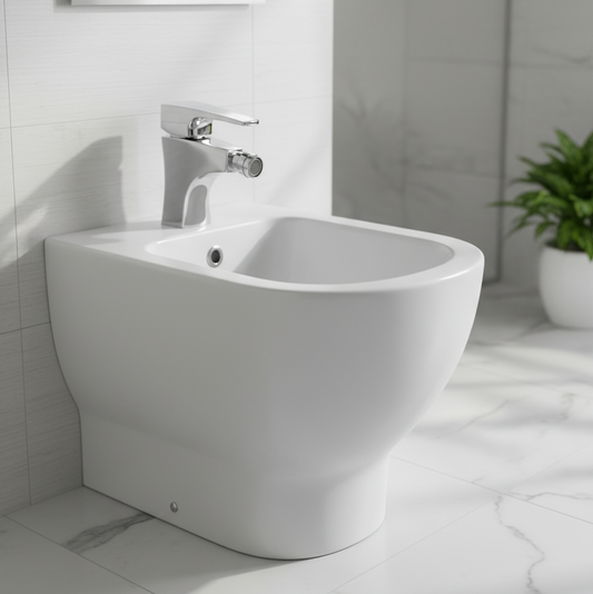 Sleek angular bidet faucet lifestyle image